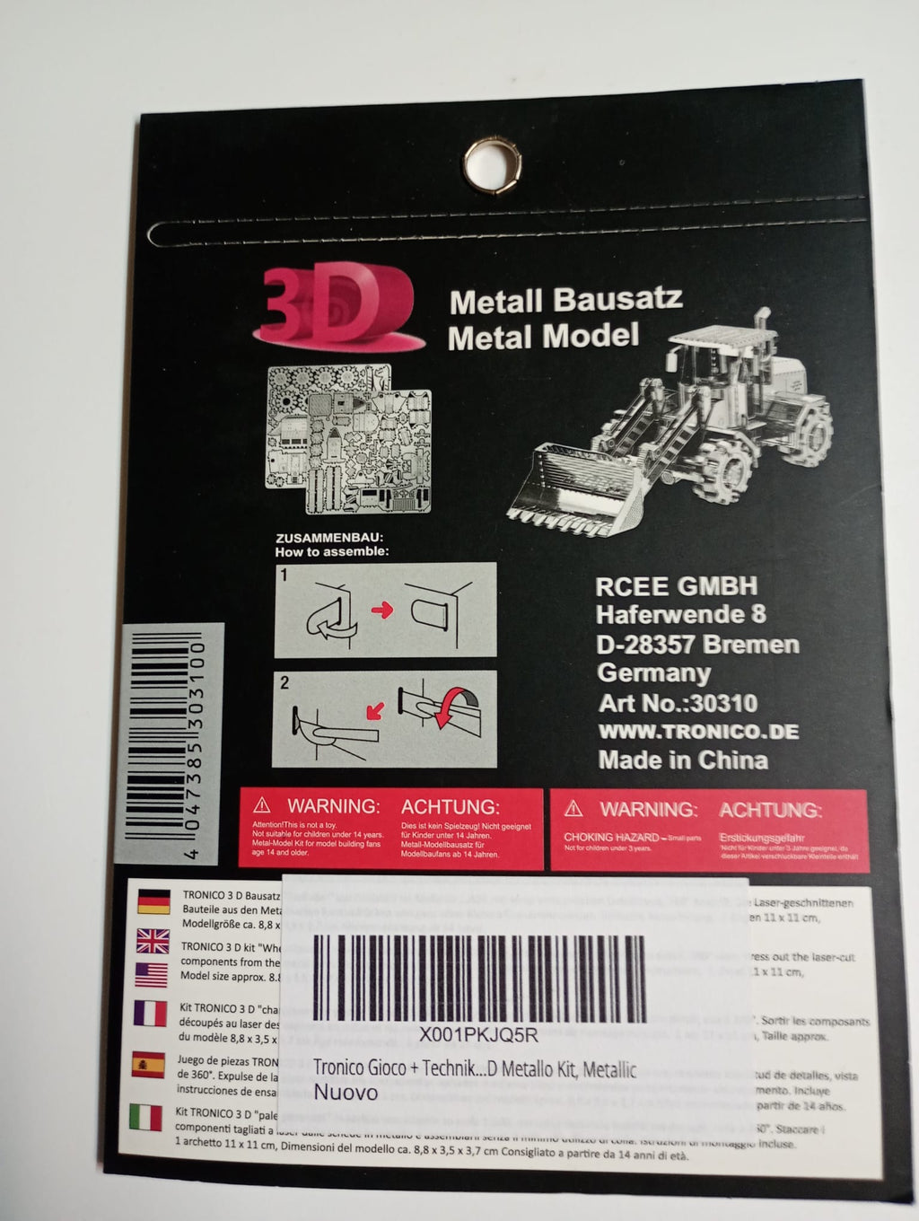 Tronico Wheel Loader Ruspa con Benna 3D Metal Model scala 1:50