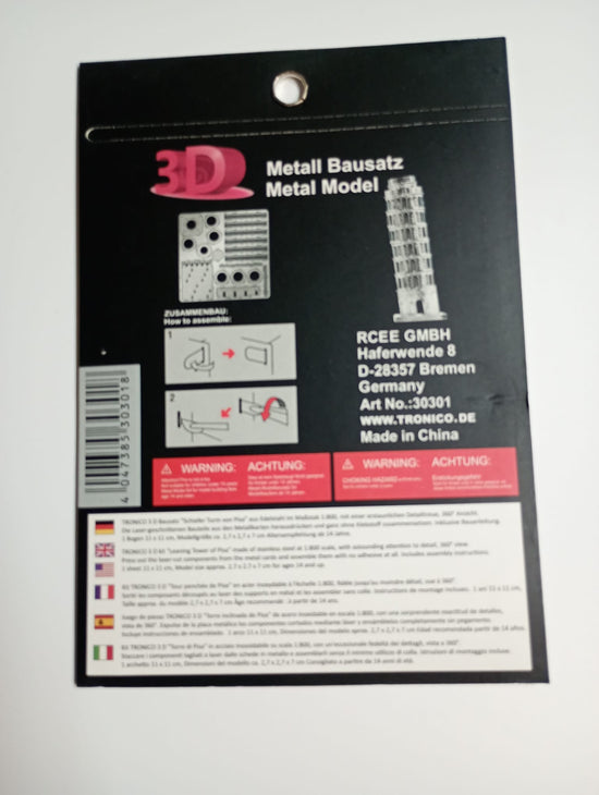 Tronico Torre di Pisa Leaning Tower 3D Metal Model scala 1:800